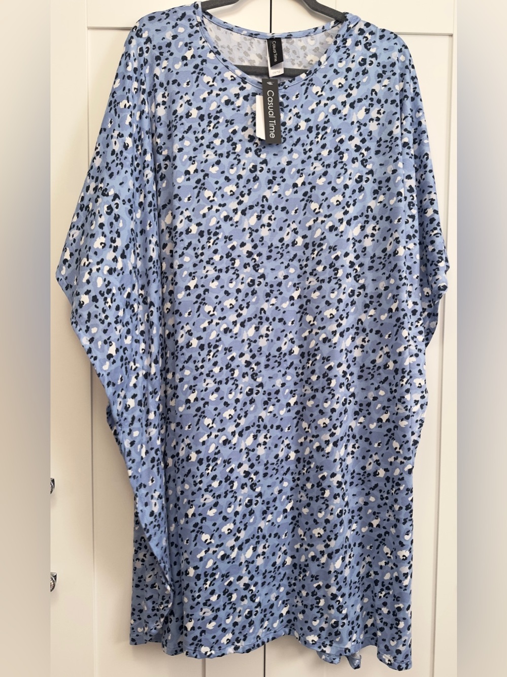 Blue and Black Animal Print Oversized Dress Swim Cover-Up Sz OS NEW!
